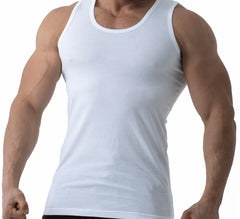 بوكس 6 قطع فنيلة رجالي علاقي أبيض