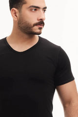 بوكس 6 قطع فنيلة رجالي نصف كم سبعة أسود