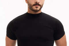 بوكس6 قطع فنيلة رجالي نصف كم حلق أسود