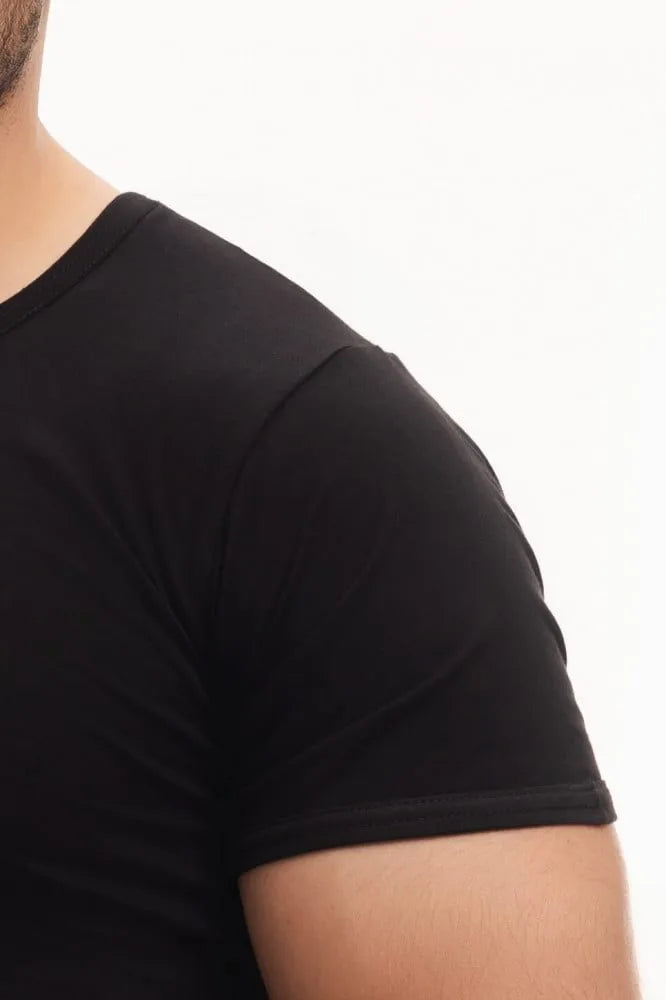 بوكس 6 قطع فنيلة رجالي نصف كم سبعة أسود