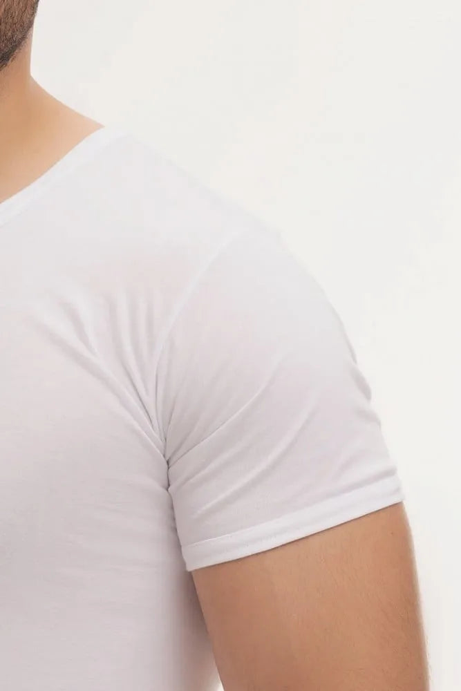 بوكس 6 قطع فنيلة رجالي نصف كم سبعة أبيض