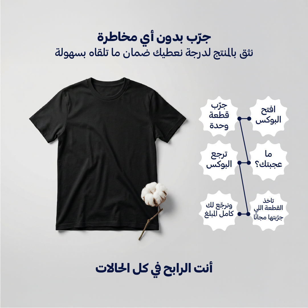 بوكس6  قطع فنيلة رجالي نصف كم حلق أسود