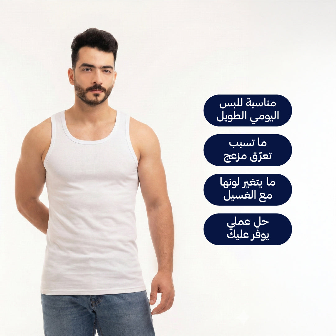 بوكس 6 قطع فنيلة رجالي علاقي أبيض