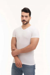 بوكس 6 قطع فنيلة رجالي نصف كم سبعة أبيض