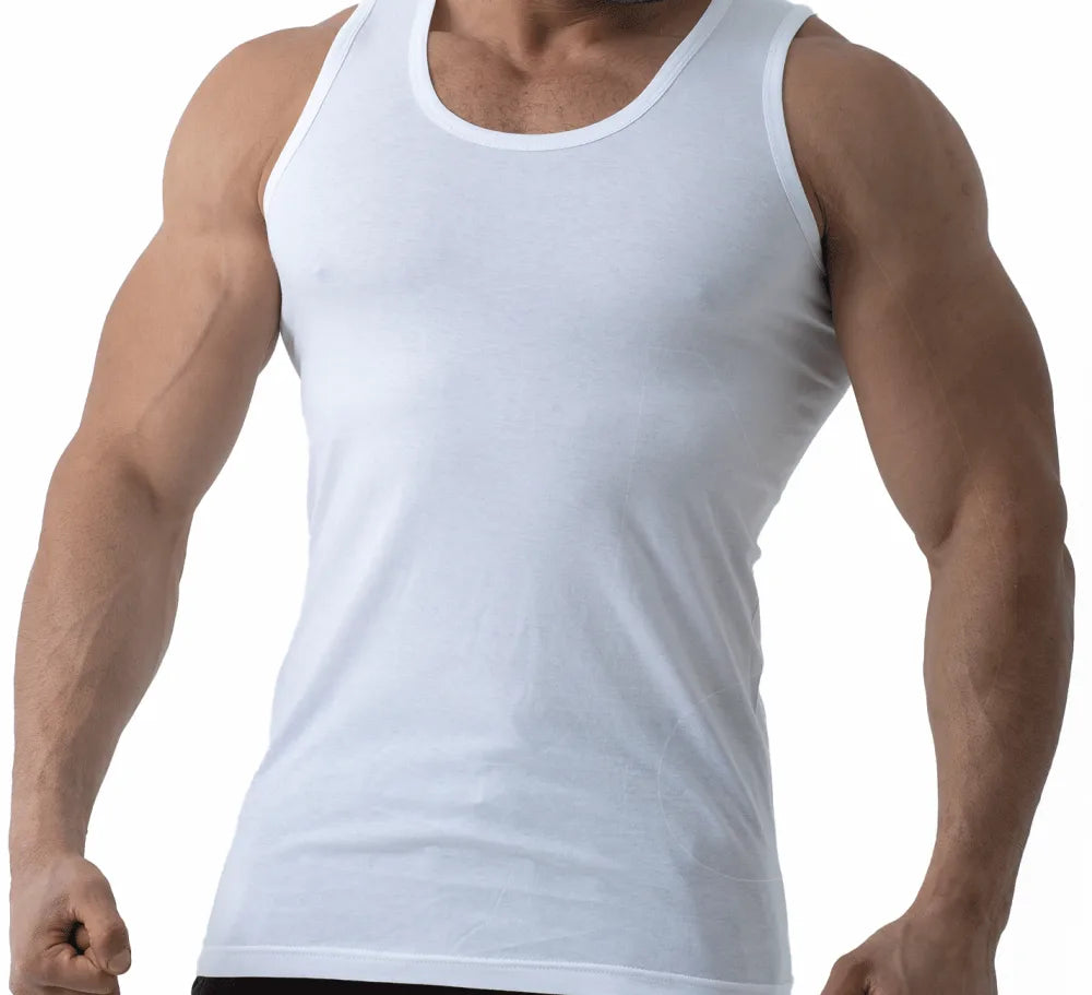 بوكس 6 قطع فنيلة رجالي علاقي أبيض