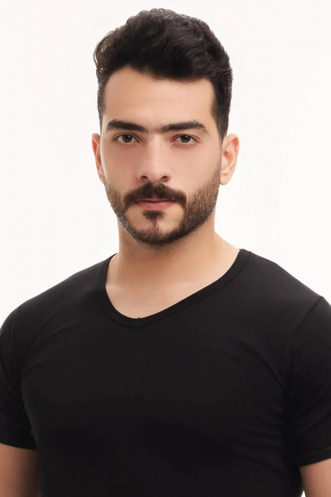 بوكس 6 قطع فنيلة رجالي نصف كم سبعة أسود