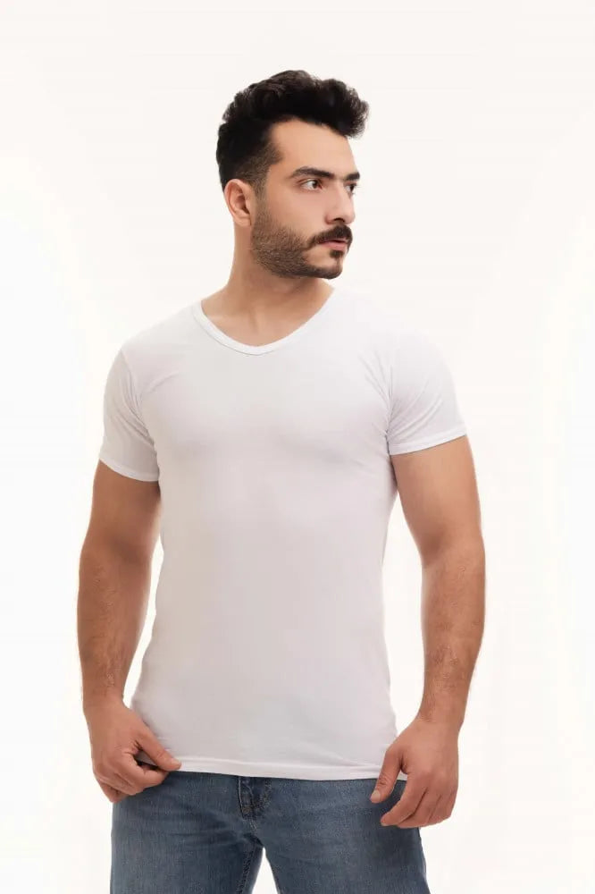 بوكس 6 قطع فنيلة رجالي نصف كم سبعة أبيض