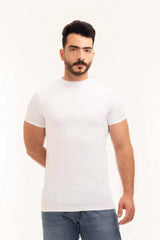 بوكس 6 قطع فنيلة رجالي نصف كم حلق أبيض