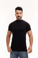 بوكس6  قطع فنيلة رجالي نصف كم حلق أسود