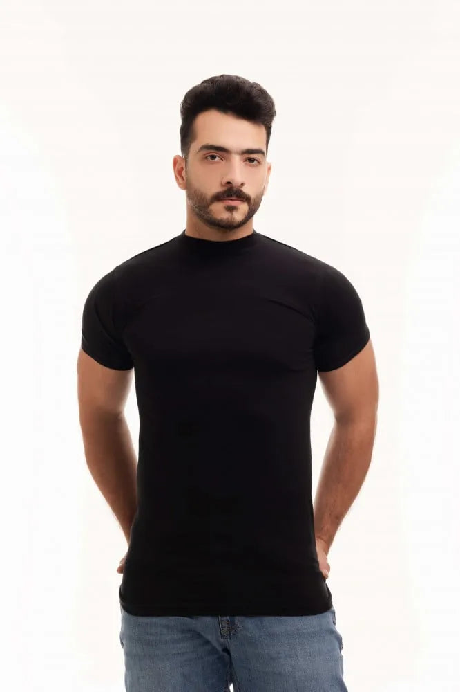 بوكس6  قطع فنيلة رجالي نصف كم حلق أسود